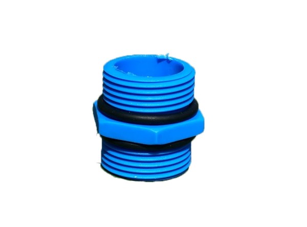 Double nipple for filter housing blue DN20